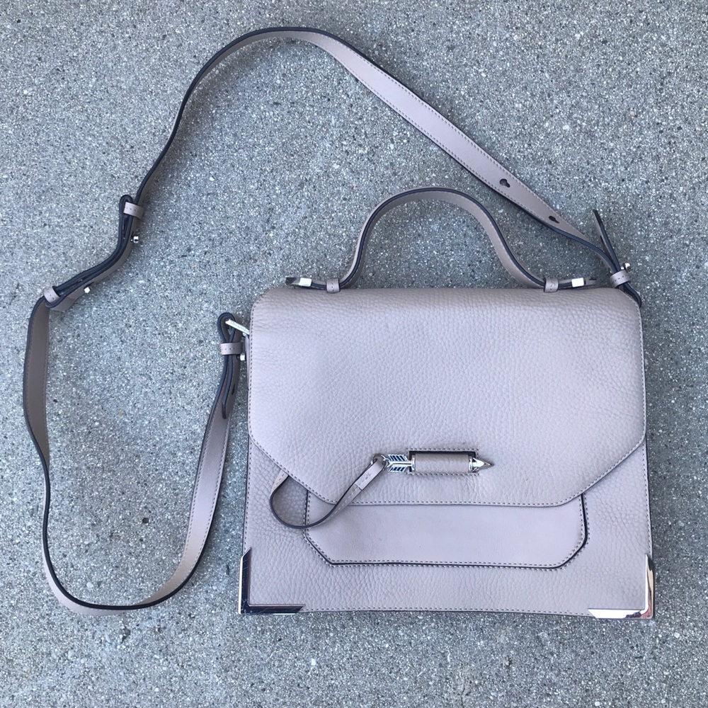 Mackage Lavender Gray Large Leather Crossbody Bag